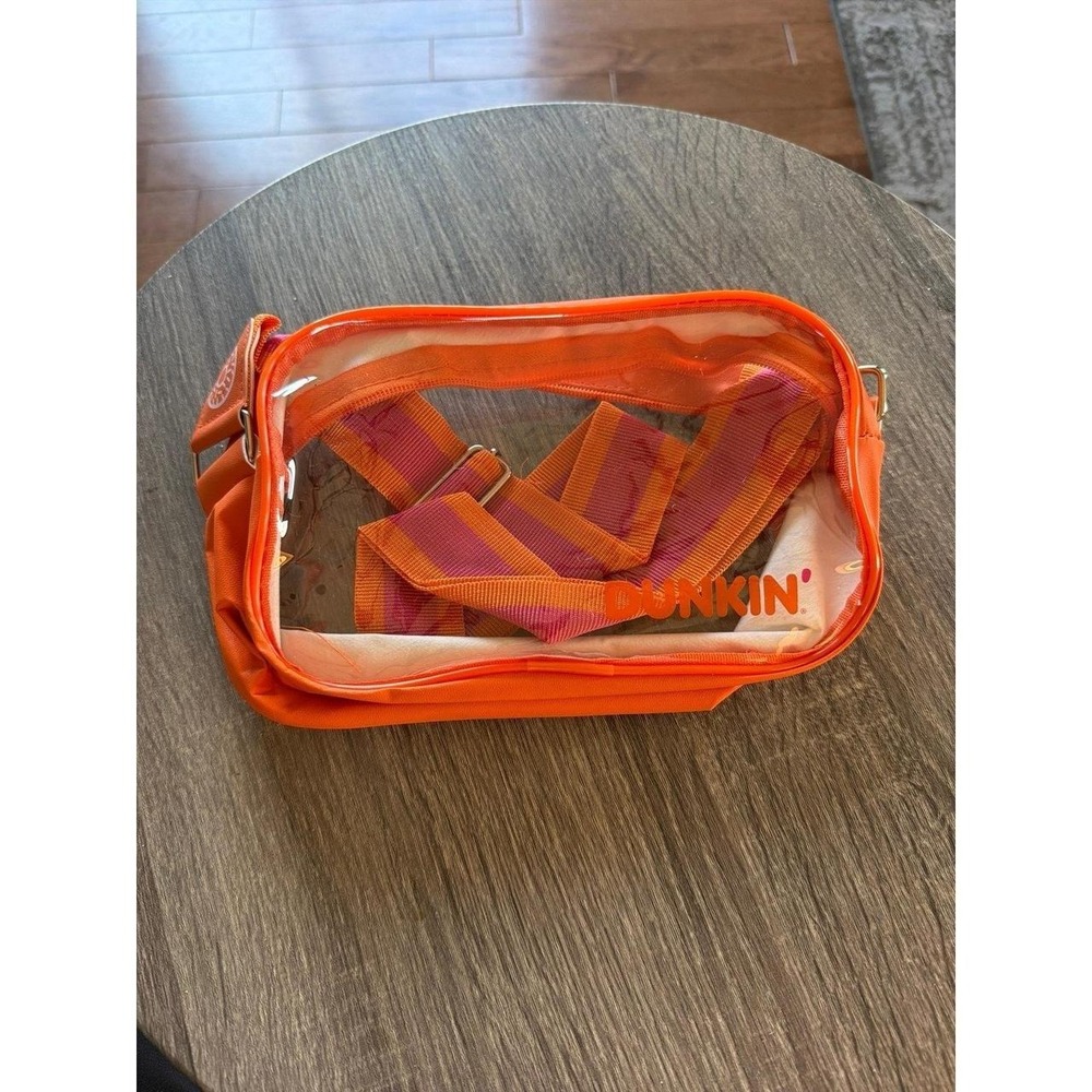 New Dunkin' Orange Cross Body Clear Bag 8.5" x 5.5"